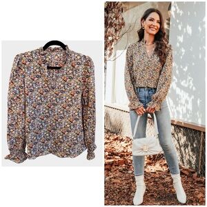 NEW Cupshe Ditsy Floral Split Neck Top, Medium